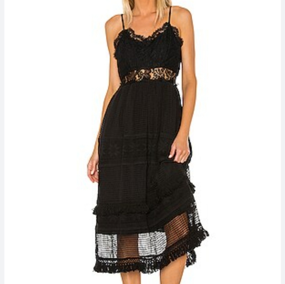Place Nationale La Marne Sun Dress in Black Grid Lace Size 6